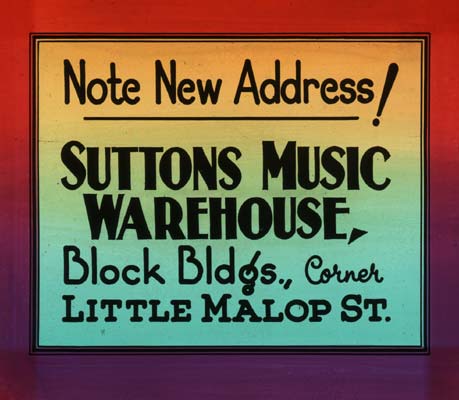 Cinema Advertisement for Sutton's Music Warehouse, c.1940