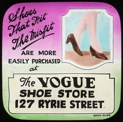 Cinema Advertisement for Vogue Shoe Store, c.1940