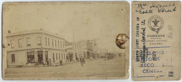 Southwest corner of Ryrie and Moorabool Streets, c.1860