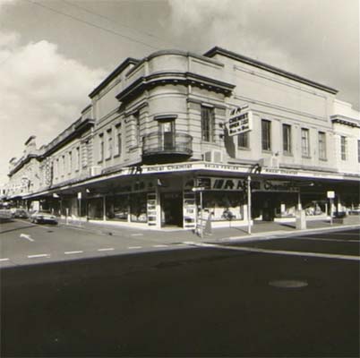 Amcal Chemist, corner of McCann and Malop Streets, c.1984