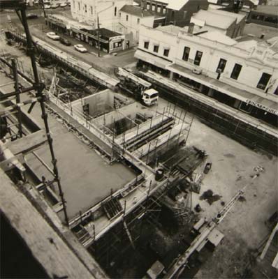 Construction of Market Square carpark, c.1985